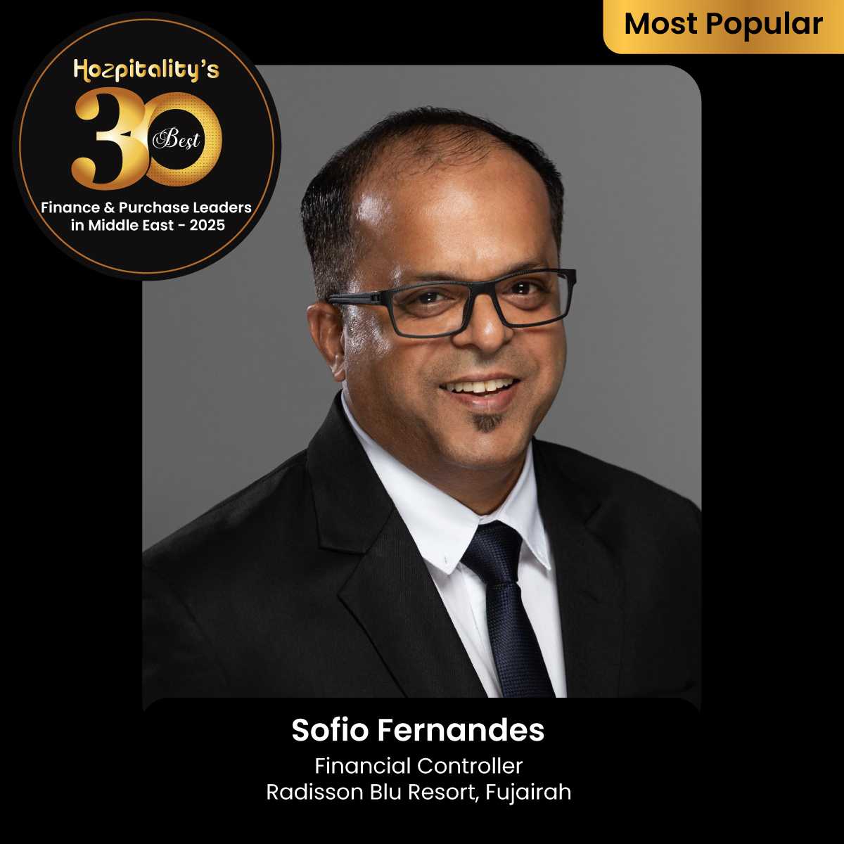Sofio Fernandes Recognized in Hozpitality's Best 30 Finance and Purchase Leaders Powerlist in the Middle East for 2025