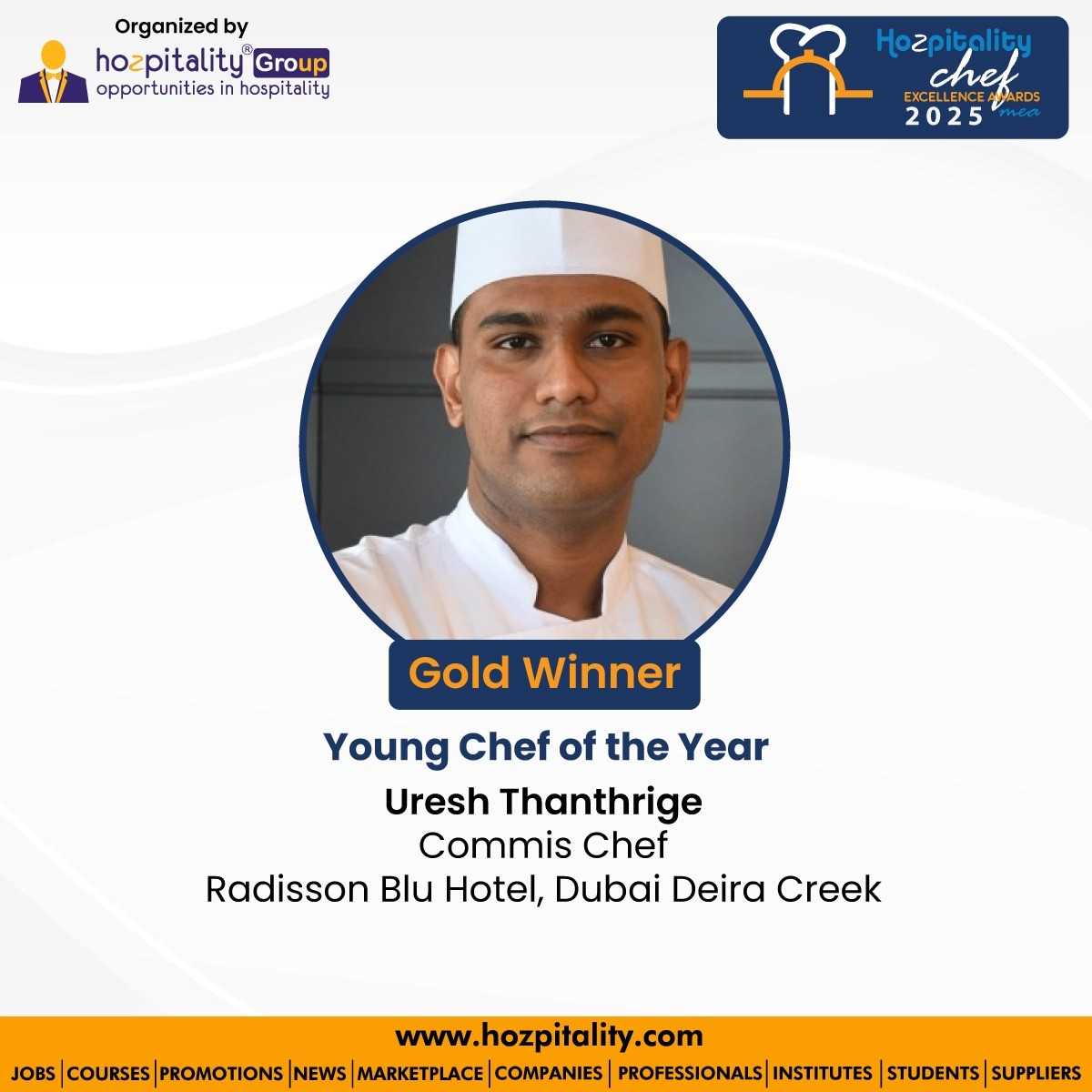 Uresh Thanthrige Awarded Young Chef of the Year Gold at Middle East Chef Excellence Awards 2025