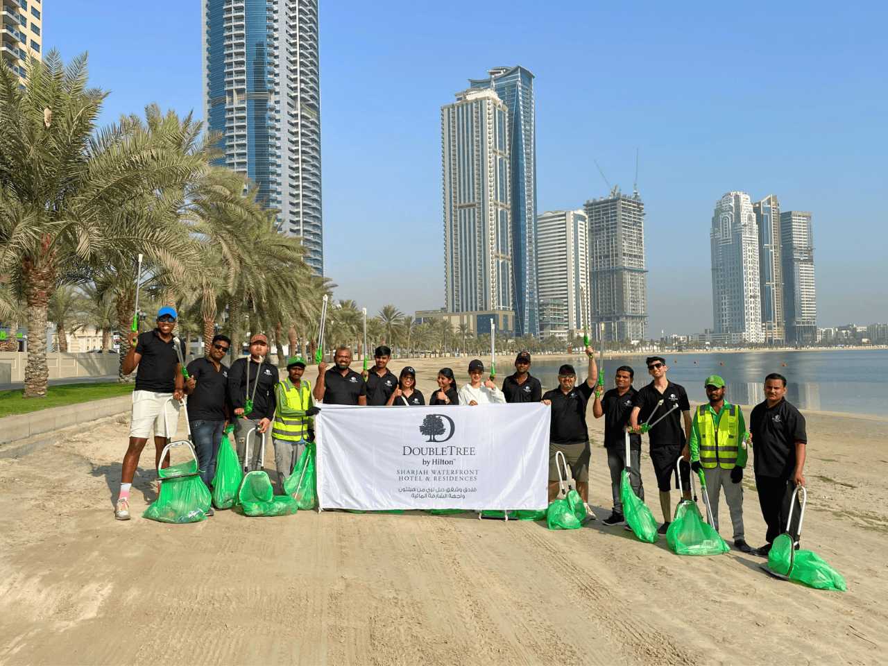 DoubleTree by Hilton Sharjah Waterfront Hotel & Residences and BEEAH reunite for a shoreline clean-up