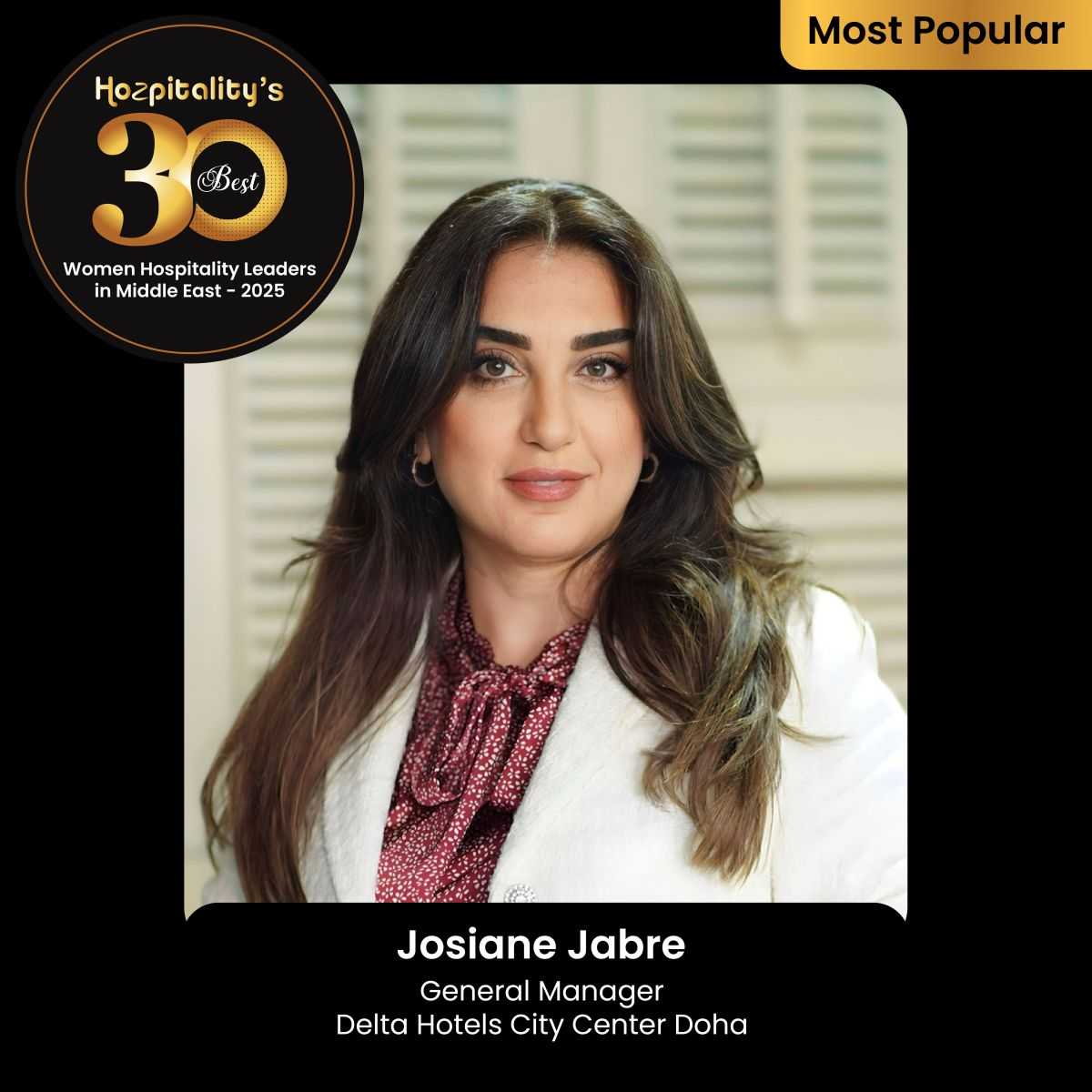 Josiane Jabre Recognized in Hozpitality's Best 30 Women Leaders in the Middle East 2025
