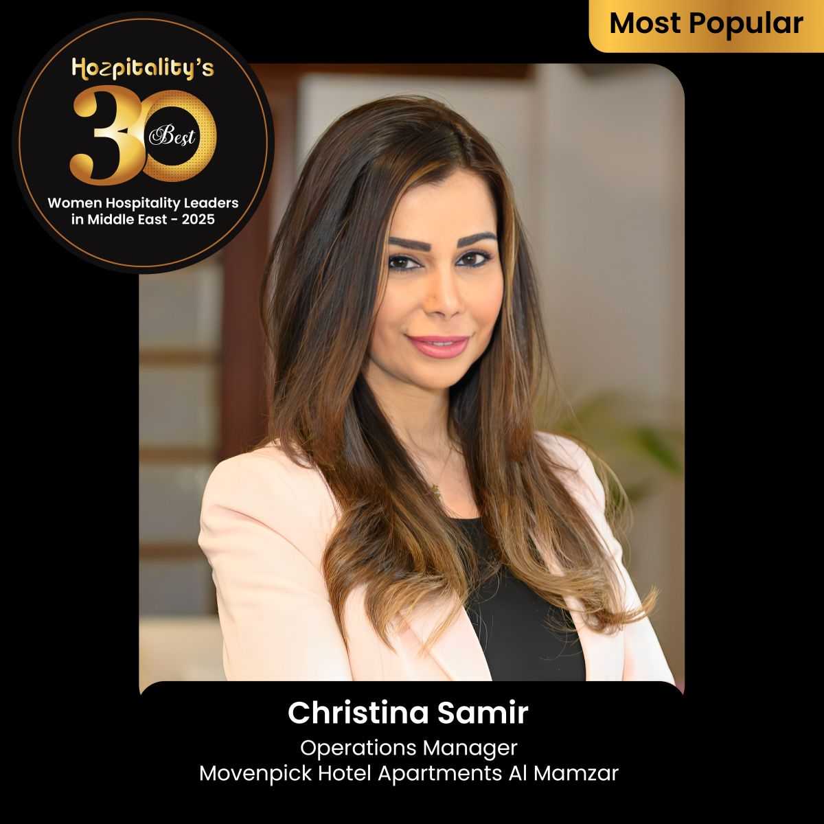 Christina Samir Recognized in Hozpitality's Best 30 Women Leaders in the Middle East 2025