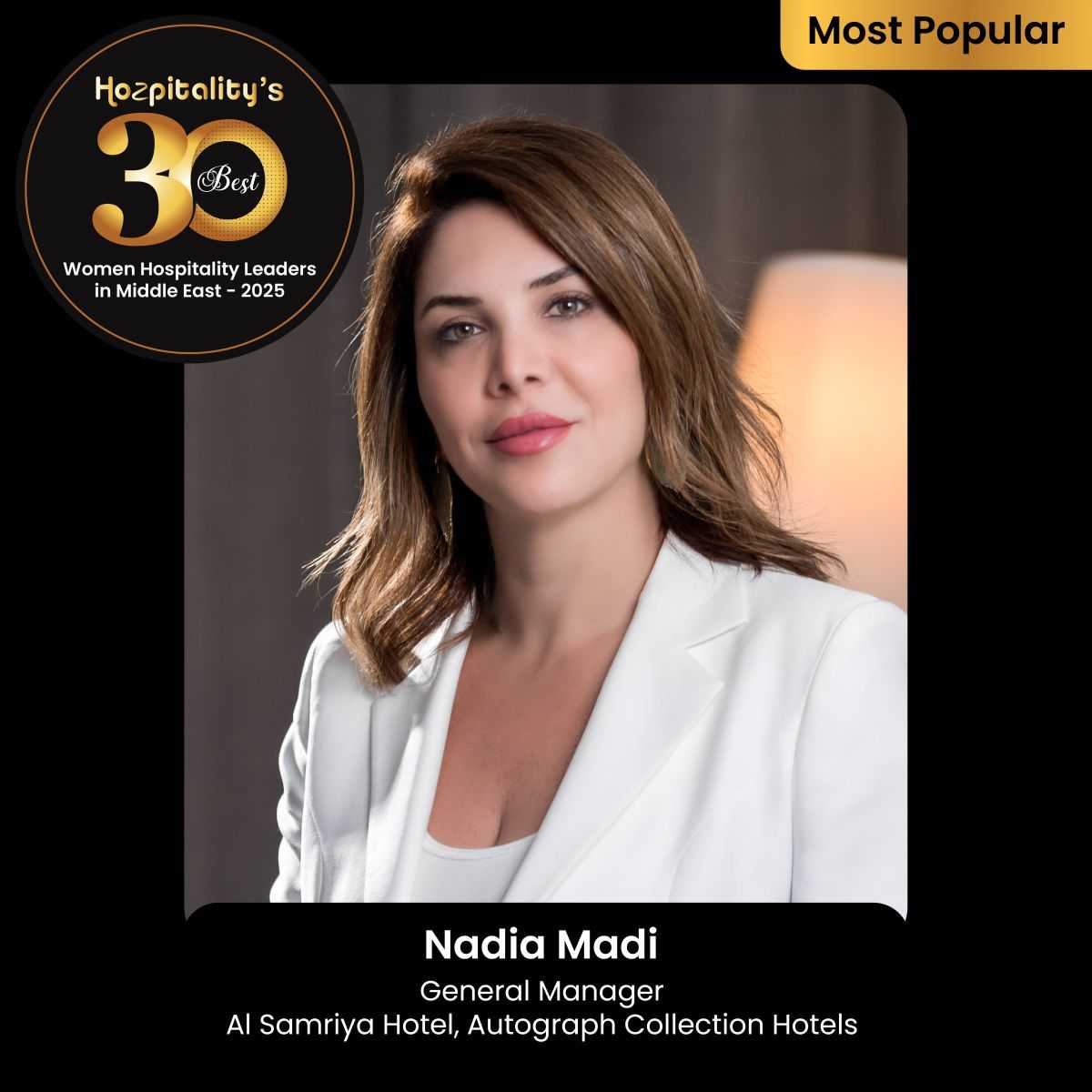 Nadia Madi Recognized in Hozpitality's Best 30 Women Leaders in the Middle East 2025