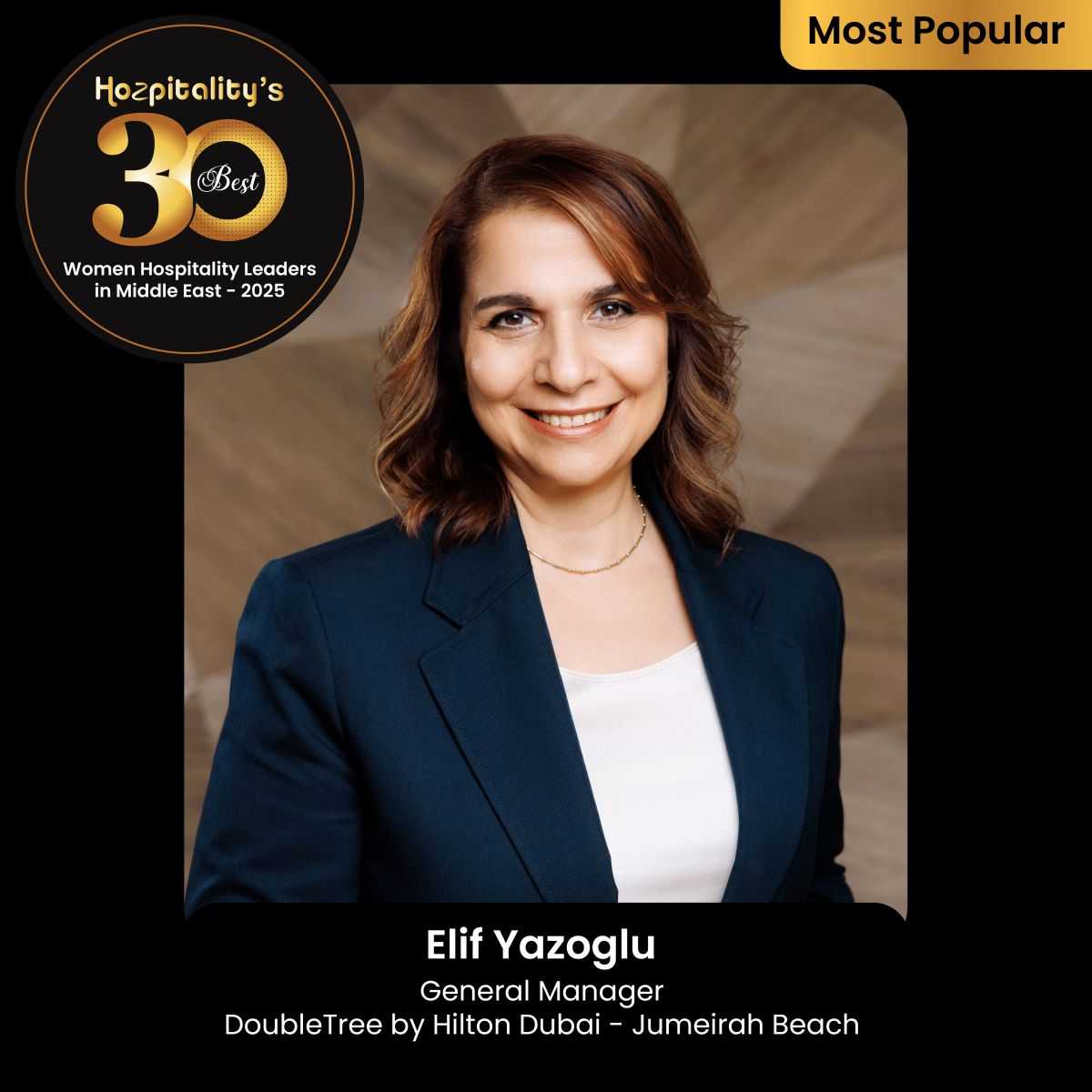 Elif Yazoglu Recognized in Hozpitality's Best 30 Women Leaders in the Middle East 2025