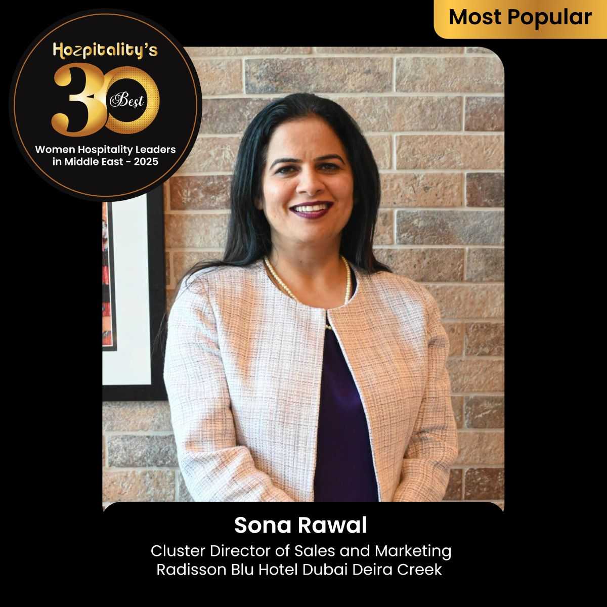 Sona Rawal Recognized in Hozpitality's Best 30 Women Leaders in the Middle East 2025