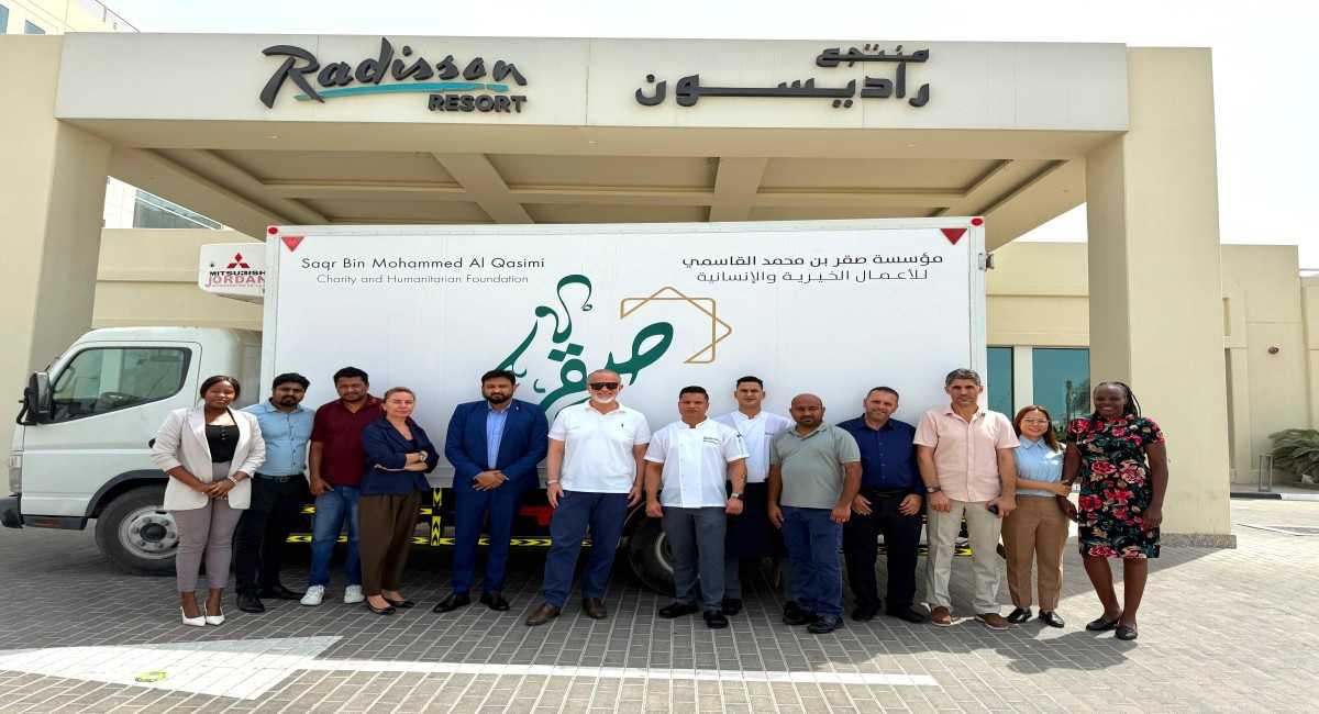 Radisson Resort Ras Al Khaimah Marjan Island donates food items to the Saqr Bin Mohammed Al Qasimi Charity and Humanitarian Foundation for International Humanitarian Day.
